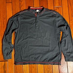 Carbon2Cobalt Grayish Blue-Green, Snap Neck Long Sleeve Shirt